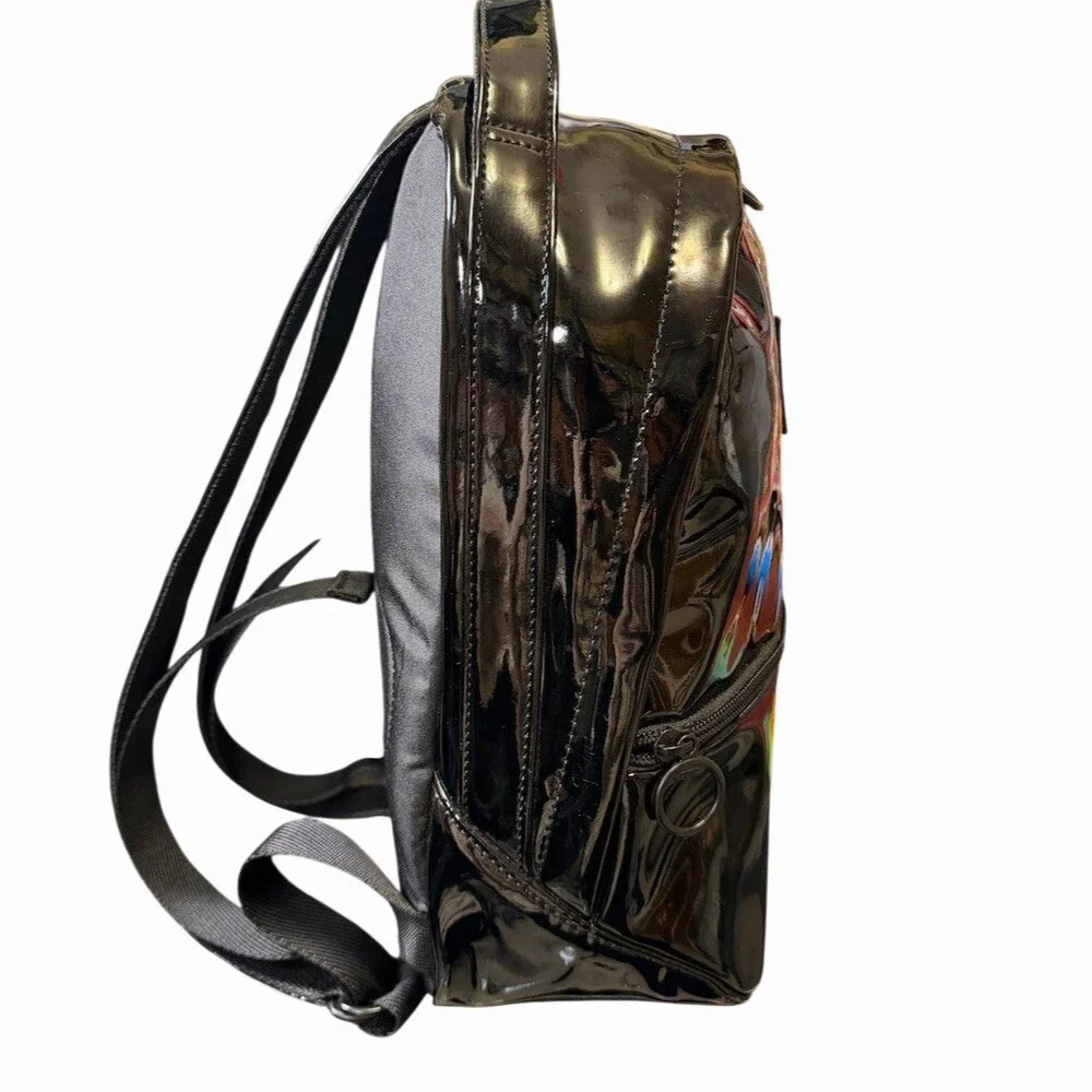 Puma Prime Archive Crush Glossy Patent Black Lace-Up Front Pocket Backpack